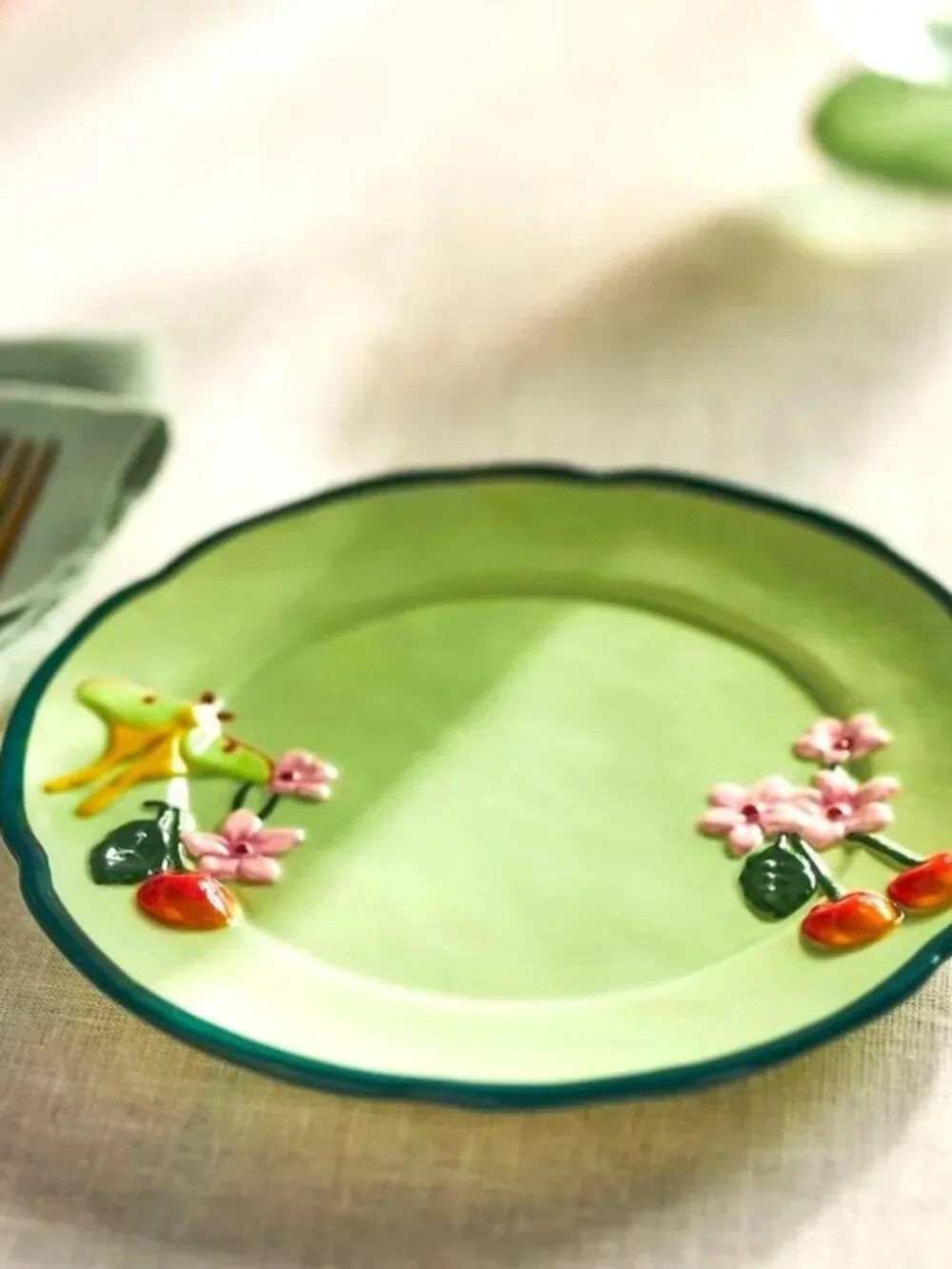 NWT Anthropoloigie Faye Green Dessert Plate